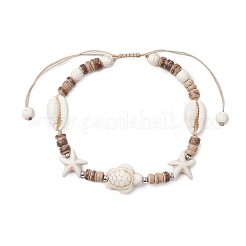 Summer Beach Starfish Turtle Adjustable Anklets&nbsp;AJEW-AN00634-02