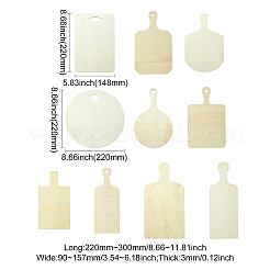 10Pcs 10 Styles Rectangle Wooden Mini Cutting Board with Handle&nbsp;AJEW-CJ0001-51