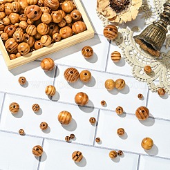60Pcs Round Natural Wood Beads&nbsp;WOOD-YW0001-58A