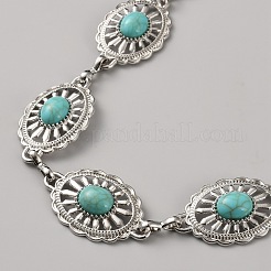 Zinc Alloy with Resin Synthetic Turquoise Oval Link Waist Belly Chains&nbsp;AJEW-WH0063-569P
