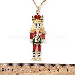 Alloy Enamel Christmas Nutcracker Pendant Necklaces&nbsp;NJEW-L048-01G-01
