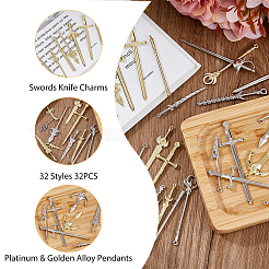 32Pcs 32 Style Rack Plating Alloy Big Pendants&nbsp;FIND-FH0008-06