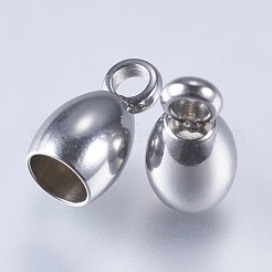 Tarnish Resistant 201 Stainless Steel Cord Ends&nbsp;STAS-F145-02P-8x4mm