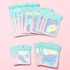 60Pcs 5 Styles Rectangle Glitter Holographic PVC Resealable Packaging Bags&nbsp;ABAG-FS0001-14B