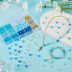 DIY Brass & Glass Beads Bracelets/Earring Making Kits&nbsp;DIY-FG0006-75
