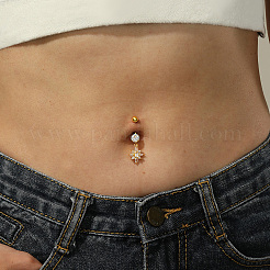 Flower 201 Stainless Steel Clear Cubic Zirconia Belly Button Rings for Women&nbsp;WS6674