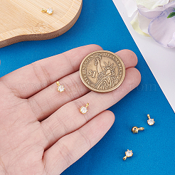 6Pcs 925 Sterling Silver Pave Clear Cubic Zirconia Flat Round Charms&nbsp;STER-PH0004-46G
