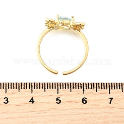 Ocean Theme Brass Micro Pave Cubic Zirconia Cuff Rings for Women&nbsp;RJEW-F184-17F-G