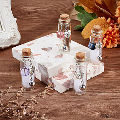 4Pcs 4 Styles Transparent Glass Empty Bottles with Alloy & Glass Cat Charms&nbsp;AJEW-DR00030