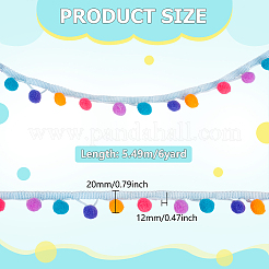 6 Yards Gradient Color Polyester Pom Pom Ball Tassel Ribbons&nbsp;DIY-PH0035-76A