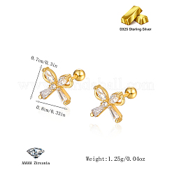 S925 Silver Zircon Butterfly Stud Earrings Unique Design&nbsp;IY5354-1