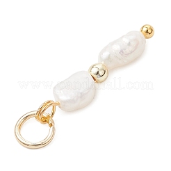 Natural Baroque Keshi Pearl & Electroplate Synthetic Non-magnetic Hematite Beaded Pendants&nbsp;PALLOY-JF04993-01