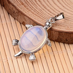 Tortoise Platinum Tone Brass Opalite Pendants&nbsp;G-F265-01K