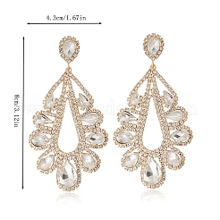 Teardrop Brass with Rhinestone Stud Dangle Earrings&nbsp;FS-WGBB975-03
