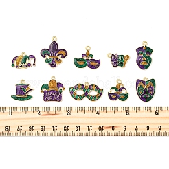 20Pcs 10 Styles Carnival/Mardi Gras Theme Alloy Enamel & Glitter Powder Pendants&nbsp;ENAM-FS0002-55