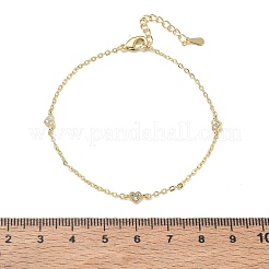 Brass Micro Pave Clear Cubic Zirconia Heart Link Chain Bracelets&nbsp;KK-CBA6980-23G
