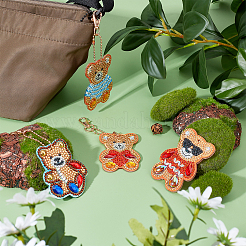 DIY 4Pcs Bear Diamond Painting Keychain Kits&nbsp;DIY-SC0016-89