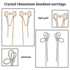 2 Pairs 2 Style Crystal Rhinestone Bowknot Dangle Stud Earrings&nbsp;EJEW-AN0002-31