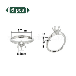 6Pcs Brass Adjustable Ring Findings&nbsp;KK-GO0001-42