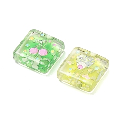 10Pcs Printed Transparent Acrylic Beads&nbsp;AC-CBA36B6-03
