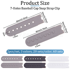 60 Sets 3 Colors 7-Holes Replacement Fasteners Buckle Extender Baseball Cap Cowboy Hat Snap Strap Clip&nbsp;FIND-OC0002-78