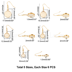 30Pcs 5 Style Flat Round Stainless Steel Dangle Earrings&nbsp;EJEW-UN0001-60