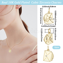 6Pcs Brass Micro Pave Clear Cubic Zirconia Charms&nbsp;KK-BBC0020-62