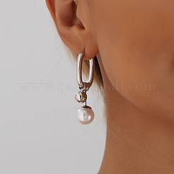 Alloy Imitation Pearl Hoop Earrings&nbsp;FS-WG980A5-01