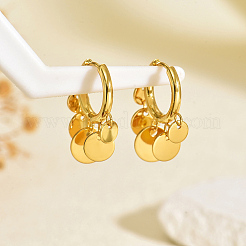 Stainless Steel Flat Round Chandelier Earrings&nbsp;JB5555