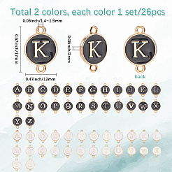 52Pcs 2 Colors Alloy Enamel Letter Links Connector Charms&nbsp;ENAM-SC0006-62