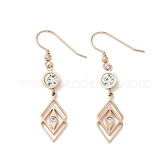 304 Stainless Steel Rhombus Dangle Earrings&nbsp;EJEW-Z129-12G-03