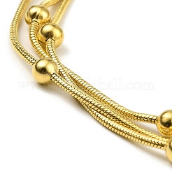 304 Stainless Steel Satellite Chains Triple Layer Multi-strand Bracelet for Women&nbsp;LS-BJEW-M040-01G
