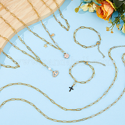 316L Surgical Stainless Steel Flat Paperclip Chains Bracelets & Necklaces Sets&nbsp;SJEW-HS00002