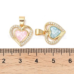 Rack Plating Brass Enamel Micro Pave Clear Cubic Zirconia Pendants&nbsp;KK-K380-03G