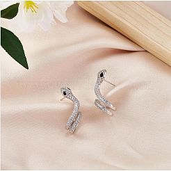 Clear Cubic Zirconia Snake Stud Earrings&nbsp;JE1077A