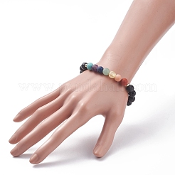 Natural Lava Rock & Mixed Stone Stretch Bracelet&nbsp;BJEW-JB07999