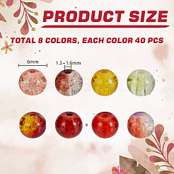 320Pcs 8 Colors Spray Painted Crackle Glass Beads Strands&nbsp;CCG-GA0001-01
