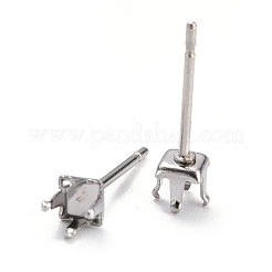Non-Tarnish 304 Stainless Steel Stud Earring Settings&nbsp;LS-STAS-B004-04P-G