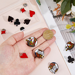 12Pcs 6 Styles Playing Card Sign Enamel Pin&nbsp;JEWB-FH0002-59