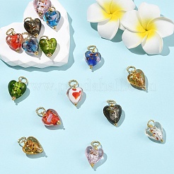 18Pcs 9 Styles Handmade Lampwork Pendants&nbsp;PALLOY-YW00179