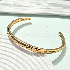 304 Stainless Steel Rhinestone Cuff Bangles for Women&nbsp;BJEW-D456-03G-02