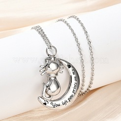 304 Stainless Steel Black Enamel Pet Urn Ashes Necklaces&nbsp;NJEW-K286-01A-P