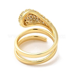 Brass Micro Pave Cubic Zirconia Wrap Cuff Rings&nbsp;RJEW-P098-18G