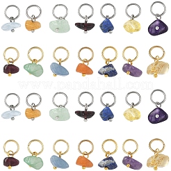 35Pcs 7 Colors Natural Mixed Gemstone Chip Pendants&nbsp;PALLOY-YW00144-01