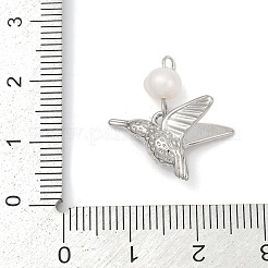 Natural Cultured Freshwater Pearl & Brass Pendants&nbsp;KK-U062-03P