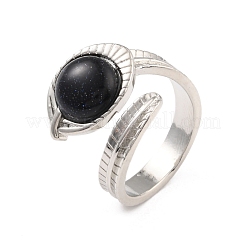 Oval Natural & Synthetic Mixed Stone Cuff Ring&nbsp;RJEW-I079-01