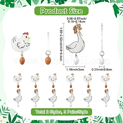 6Pairs 2 Styles Printed Acrylic Pendants&nbsp;OACR-YW0004-57-1