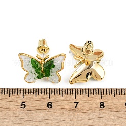 Butterfly Brass Stud Earrings&nbsp;EJEW-K308-05G-02