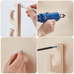 5-Tier Bamboo Wall Mounted Fishing Rod Holder Stands&nbsp;ODIS-WH0025-256