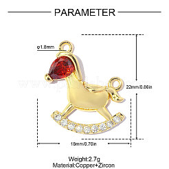 Brass Micro Pave Red Cubic Zirconia Pendants&nbsp;CU-OY001-09G